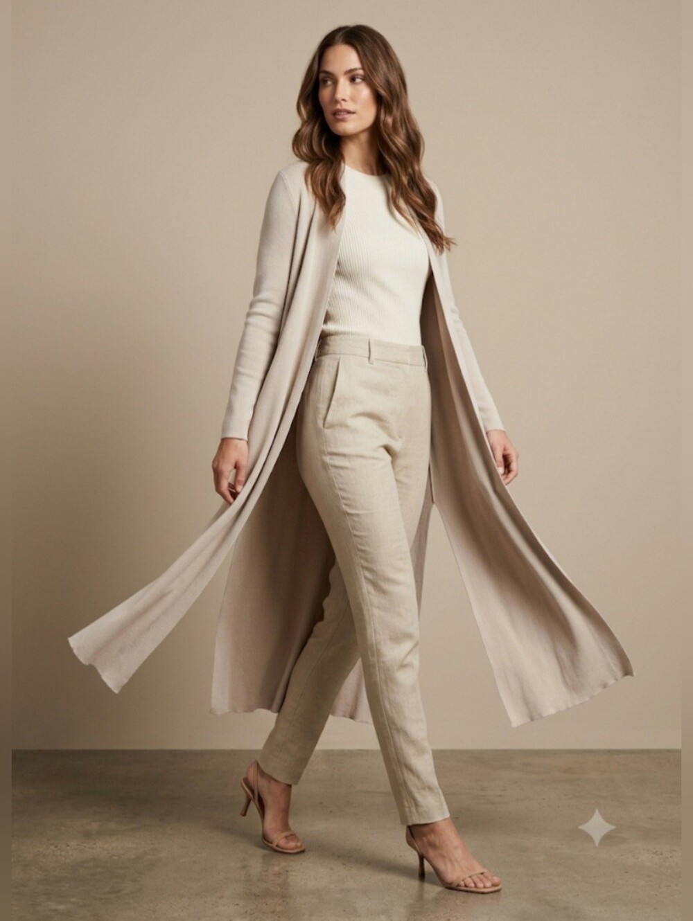 BAILEY Long Open-front Wrinkle-free Long-sleeved Knit Cardigan w Open Sides Sz S